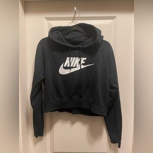 nike hoodie sweater black runner sweatshirt size medium fits XS-S crop cropped